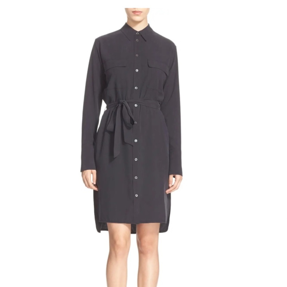 Equipment Femme. Size xs. Silk Button-Up Shirt Dress in Blue
